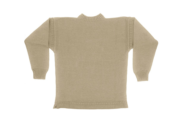 Traditional Neck Guernsey Cotton Jumper In Camel