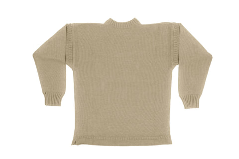 Traditional Neck Guernsey Cotton Jumper In Linen Mix