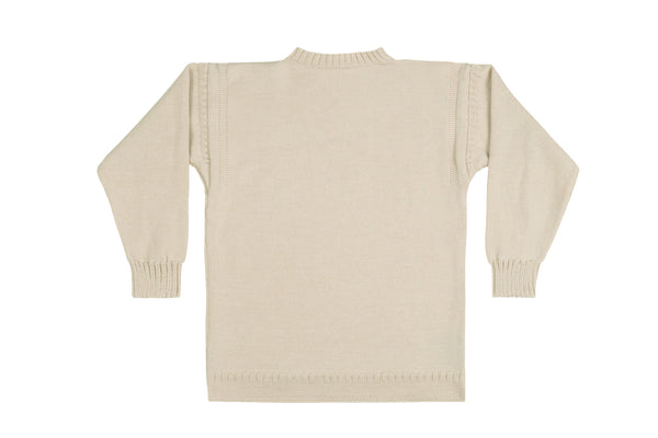 Traditional Neck Guernsey Cotton Jumper In Cream