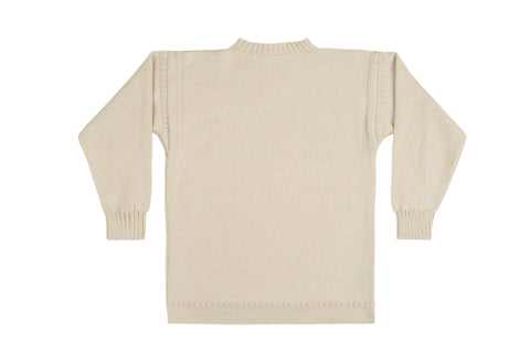 Traditional Neck Guernsey Cotton Jumper In Cream