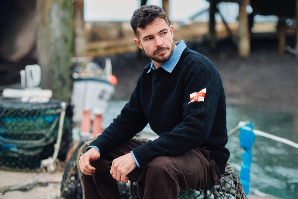 Superfine Merino Wool Cable Sweater In Black