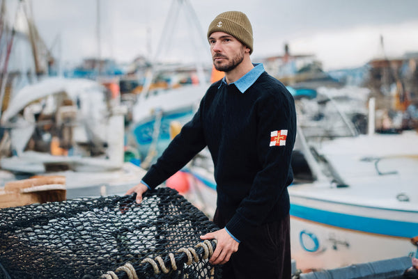 Superfine Merino Wool Cable Sweater In Black