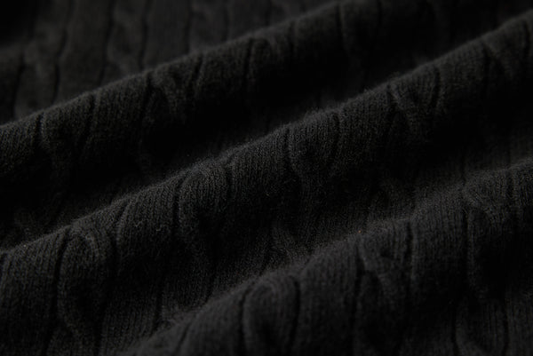 Superfine Merino Wool Cable Sweater In Black