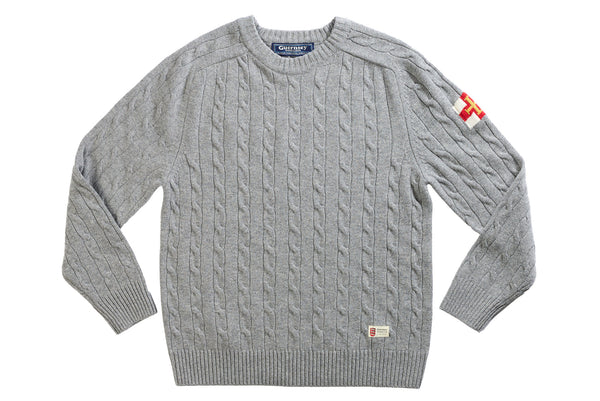 Superfine Merino Wool Cable Sweater In Grey