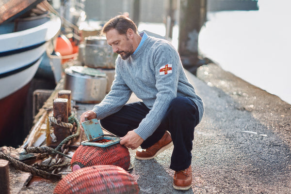 Superfine Merino Wool Cable Sweater In Grey