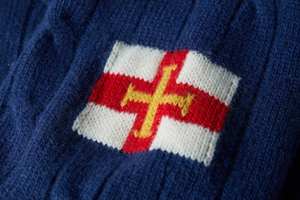 Superfine Merino Wool Cable Sweater In Navy