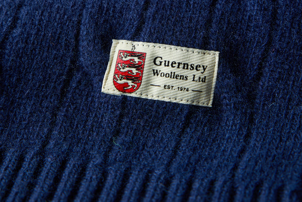 Superfine Merino Wool Cable Sweater In Navy