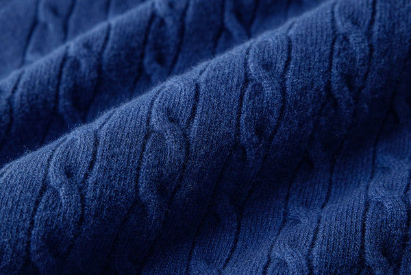 Superfine Merino Wool Cable Sweater In Navy