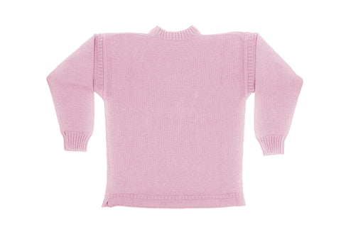 Traditional Neck Guernsey Cotton Jumper In Light Pink