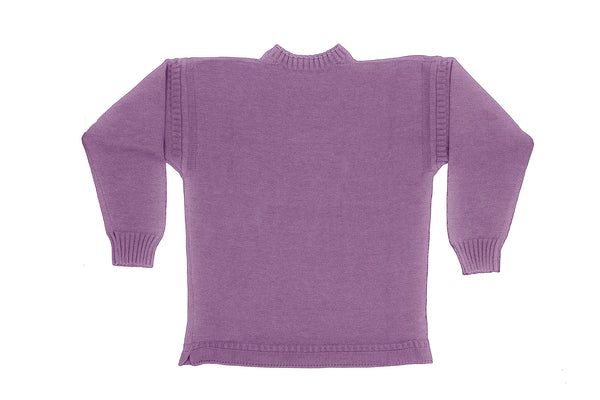 Traditional Neck Guernsey Cotton Jumper In Purple