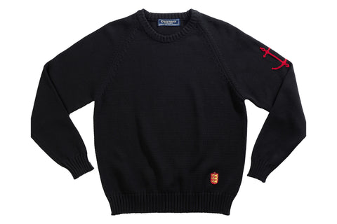 Crewneck Raglan Cotton Jumper In Black