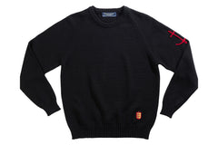 Crewneck Raglan Cotton Jumper In Black - Guernsey Woollens Ltd