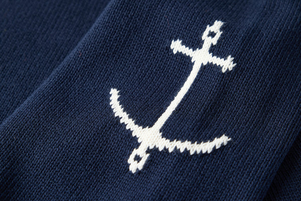 Crewneck Raglan Cotton Jumper In Navy
