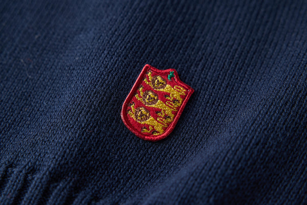 Crewneck Raglan Cotton Jumper In Navy