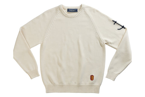 Crewneck Raglan Cotton Jumper In Cream