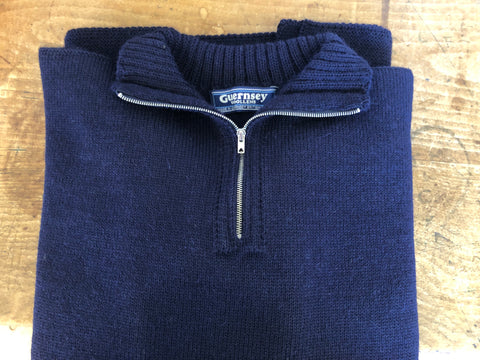 Quarter Zip Navy Guernsey