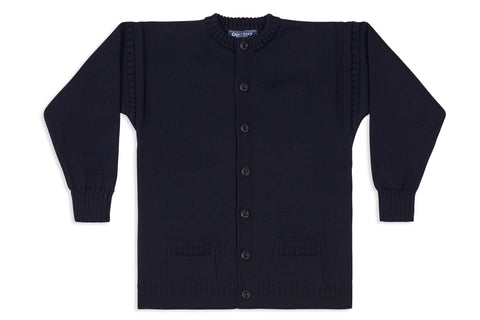 Gents Guernsey Woollen Cardigan In Navy-Guernsey Knitwear-Guernsey Jumper
