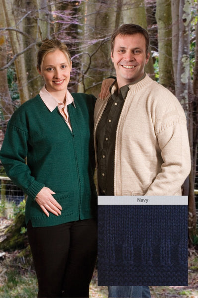 Guernsey Woollen Zip Jacket In Navy-Guernsey Knitwear-Small 36"-Guernsey Jumper