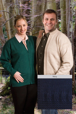 Guernsey Woollen Zip Jacket In Navy-Guernsey Knitwear-Small 36"-Guernsey Jumper