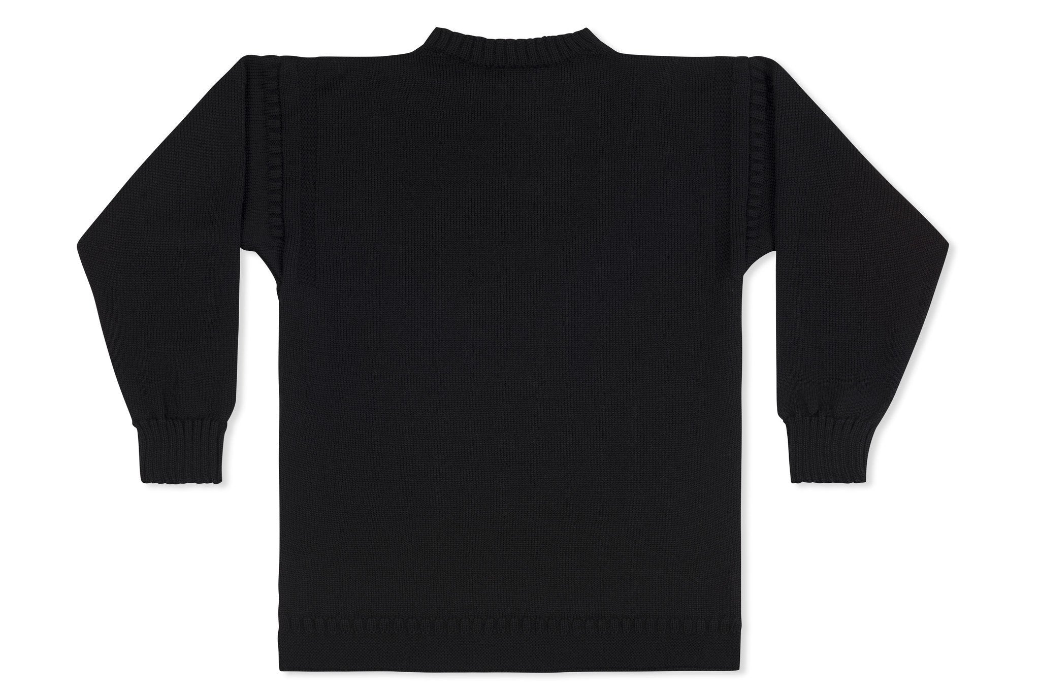 Traditional Guernsey Jumper In Black Guernsey Woollens Ltd