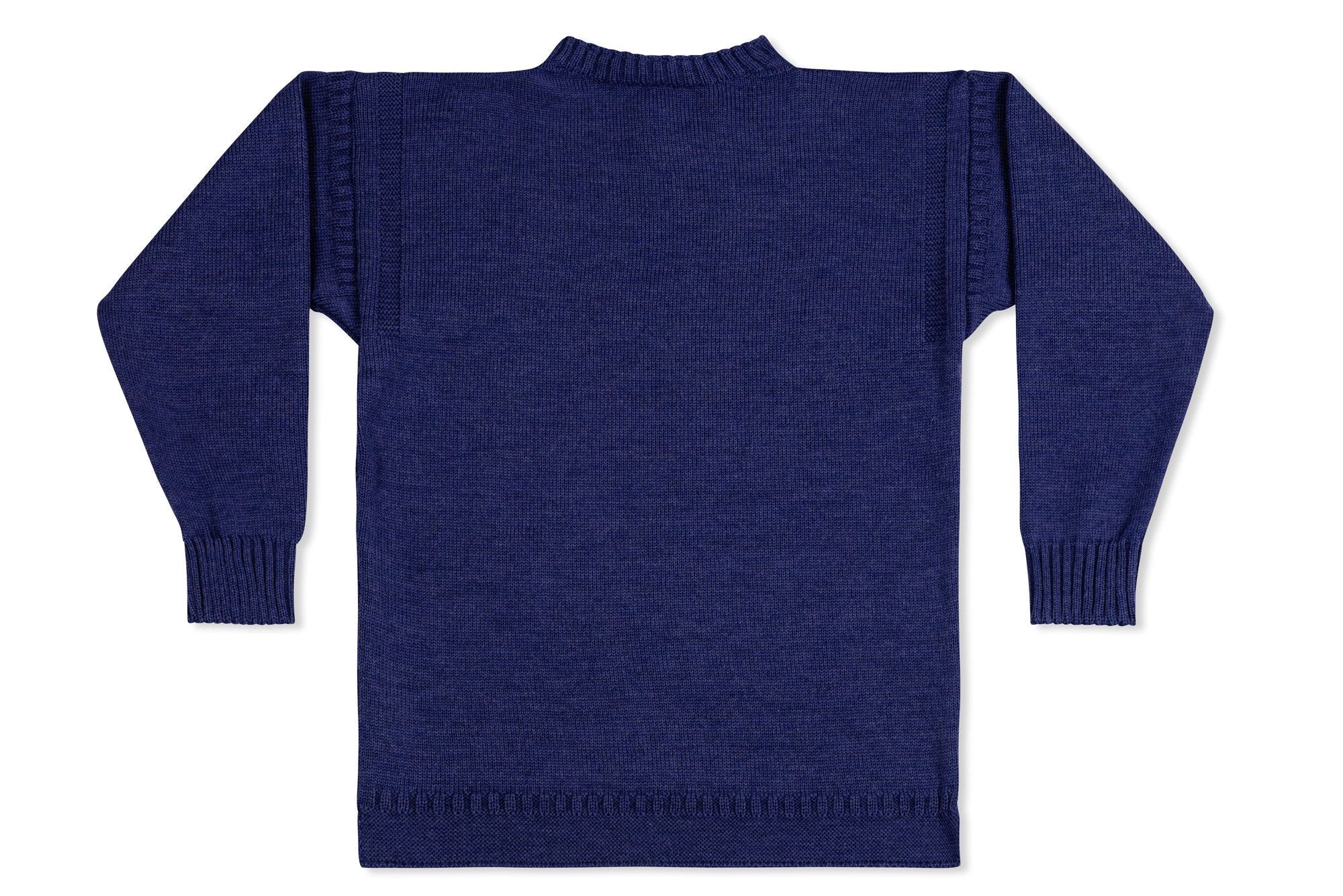 Traditional Guernsey Jumper In Denim Blue Guernsey Woollens Ltd