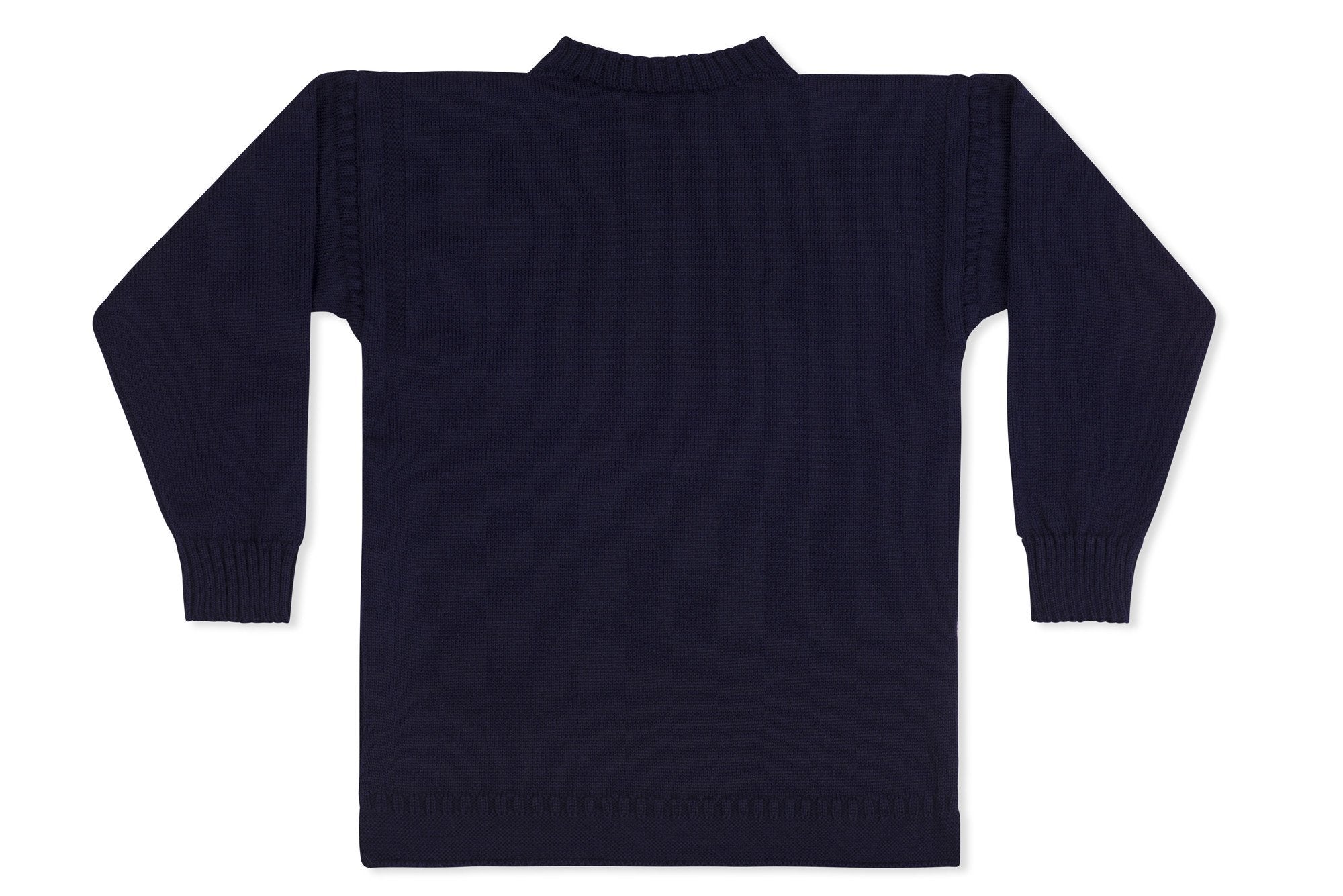 Jersey Crew Neck Jumper With Anchor Motif In Navy - Guernsey