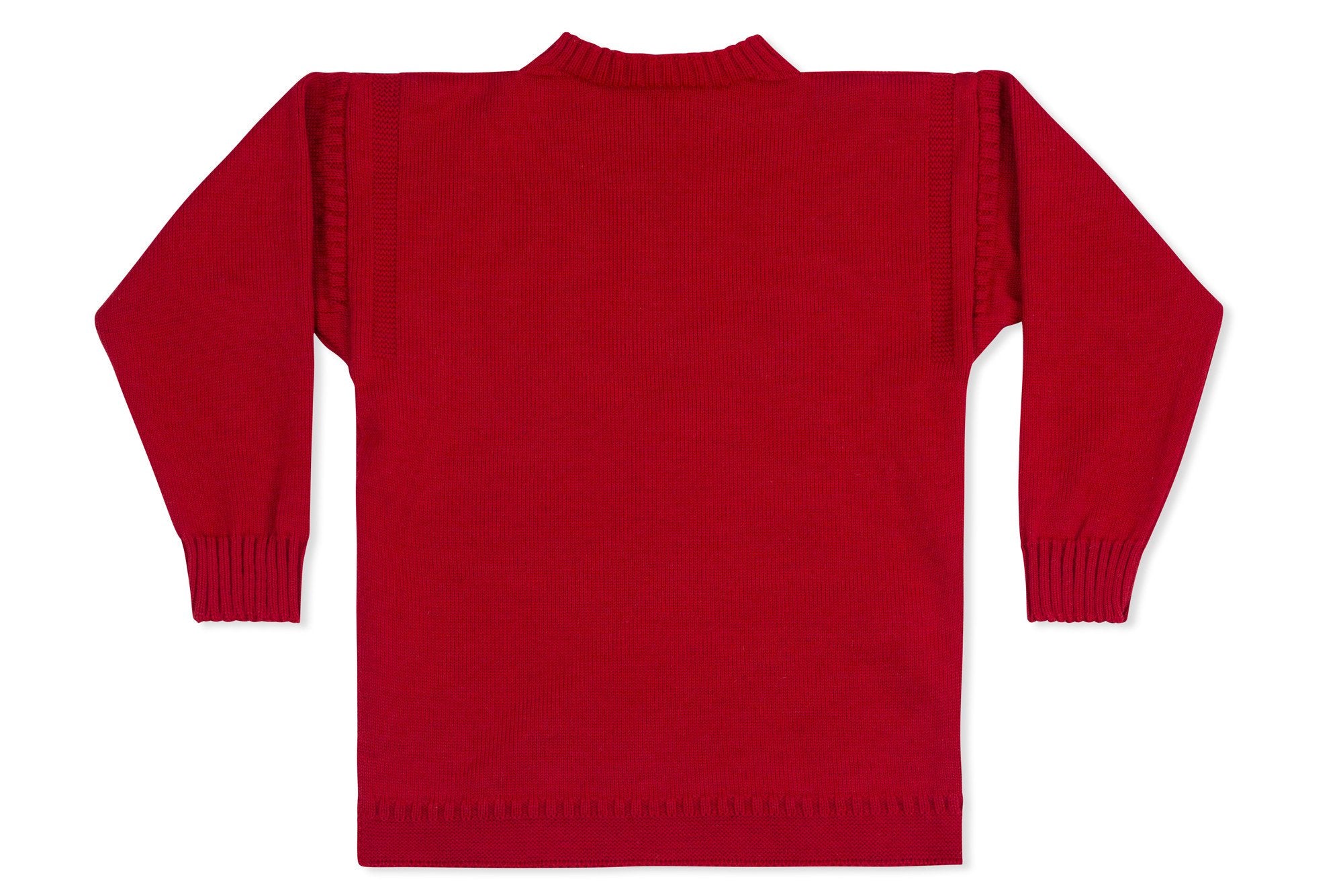 Traditional Guernsey Jumper In Scarlet Guernsey Woollens Ltd