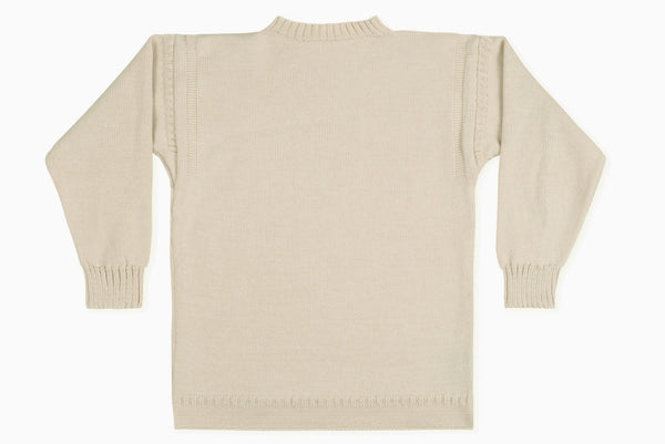 Traditional Neck Guernsey Cotton Jumper In Cream-Guernsey Knitwear-Guernsey Jumper